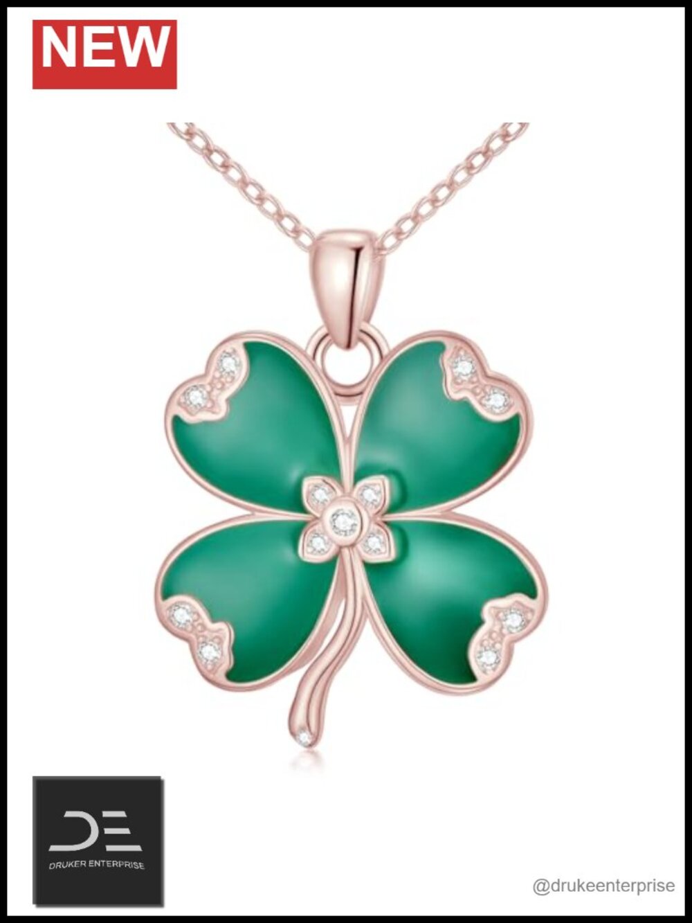 925 Sterling Silver Four Leaf Clover Pendant Necklace Celtic Irish Jewelry